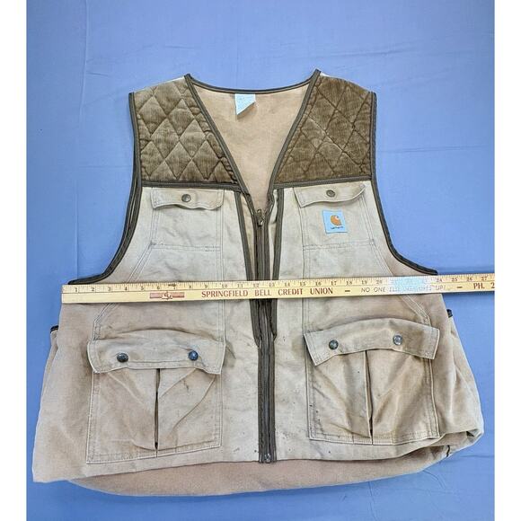 Vintage Carhartt Hunting Vest Brown Duck Game Pouches Men’s XL - Picture 3 of 10